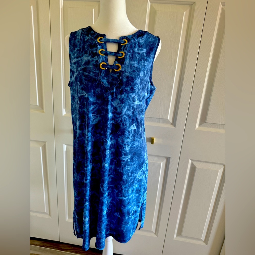 Michael Kors Blue Tie Dye Style Dress size medium